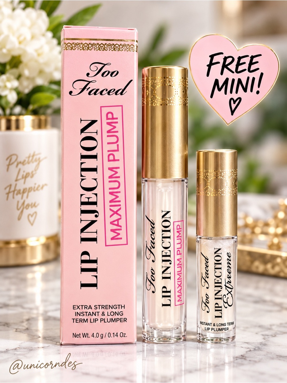 Too Faced Lip Injection Maximum Plump Full Size + FREE Extreme Mini